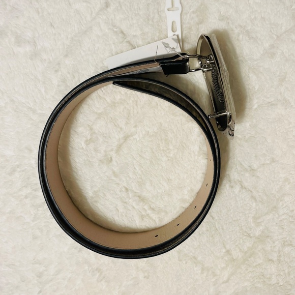 True Religion Plated Silvertone Logo Faux Leather Belt Women’s main image 8